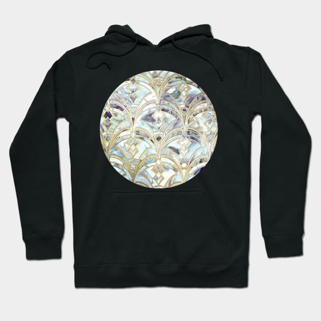 Pale Bright Mint and Sage Art Deco Marbling Hoodie by micklyn